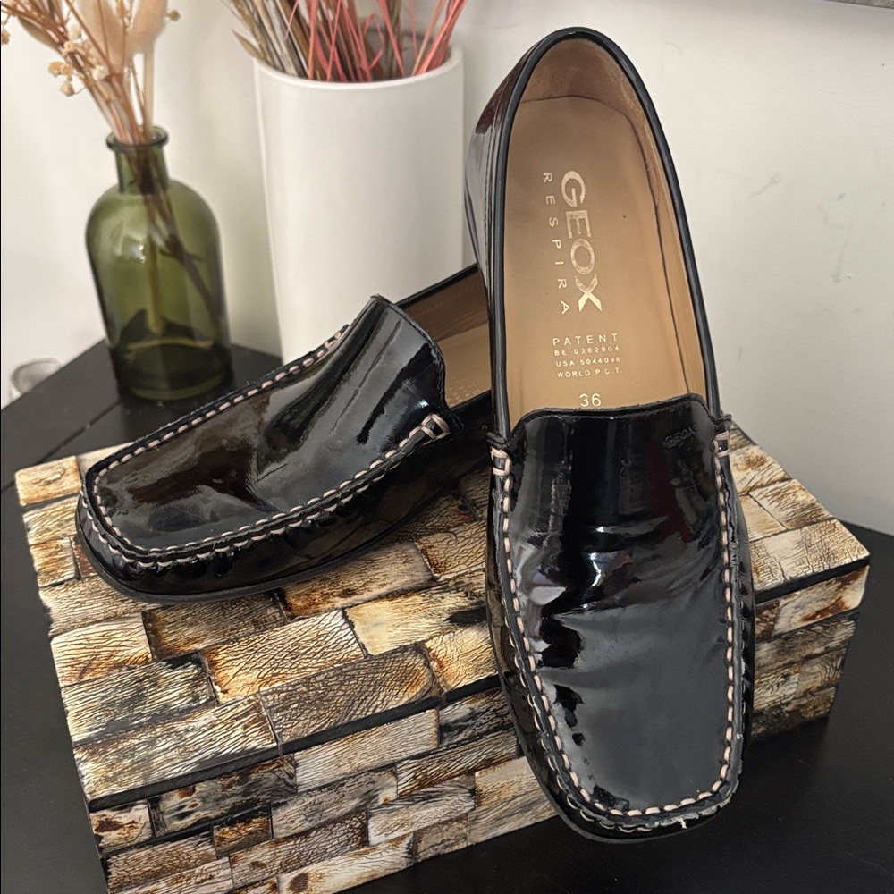 GEOX (6) Respira Patent Loafers Leather Black Slip On Stitching Non-Slip EU 36 - Picture 10 of 15